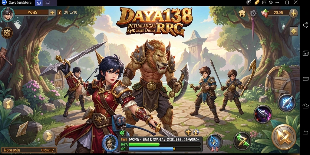 Screenshot DAYA138 menampilkan pertempuran epik dan karakter utama yang beraksi.