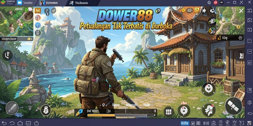 Tampilan gameplay DOWER88 dengan eksplorasi dunia yang luas.
