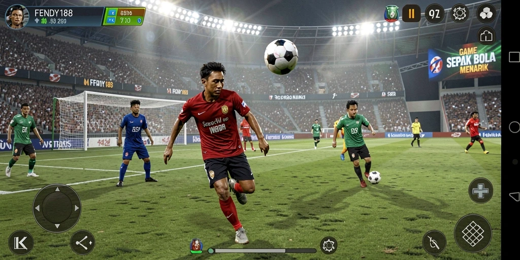 Screenshot FENDY188 menunjukkan pemain beraksi di lapangan sepak bola.