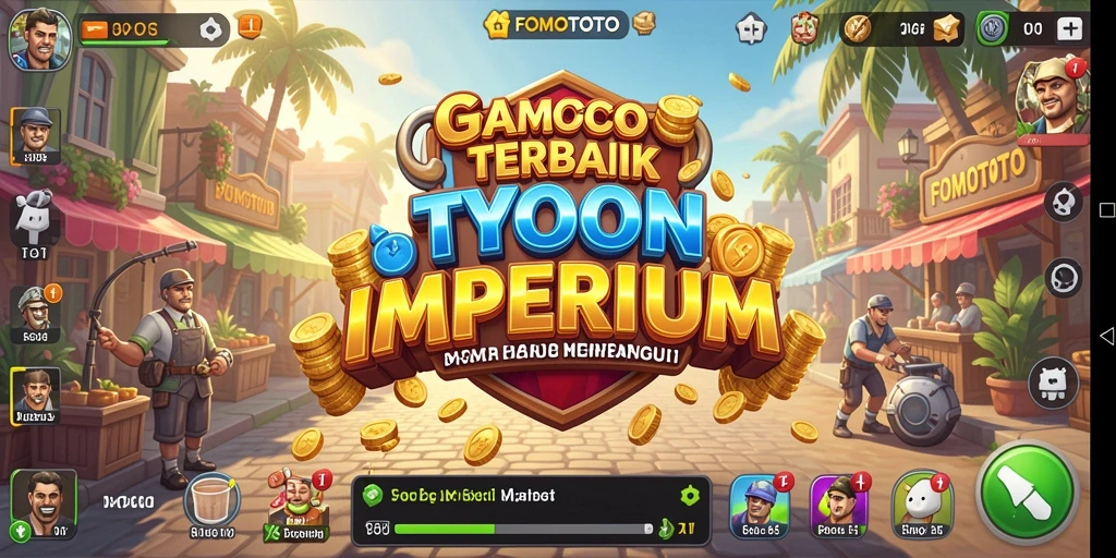 Screenshot gameplay FOMOTOTO menunjukkan pengelolaan bisnis Tycoon yang seru.