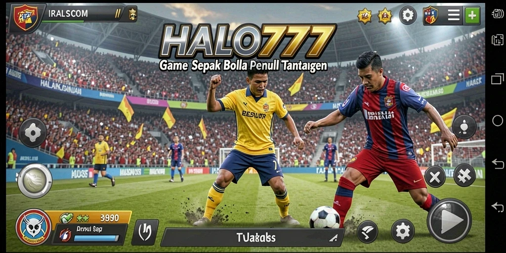 Tampilan gameplay HALO777 dengan aksi sepak bola yang memukau.