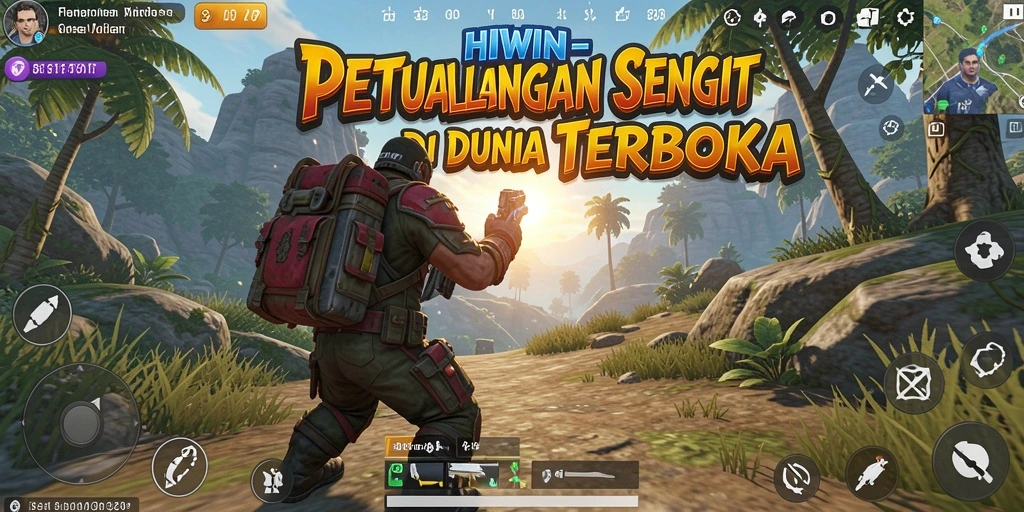 Screenshot gameplay HIWIN menampilkan petualangan seru di dunia terbuka.