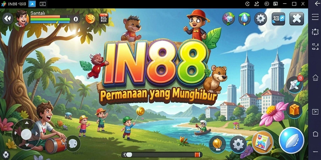 Tangkapan layar utama IN88 menampilkan gameplay yang menyenangkan dan penuh warna.