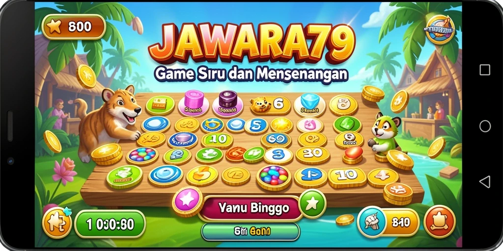 Tampilan gameplay seru dari JAWARA79 dengan berbagai angka yang diumumkan.