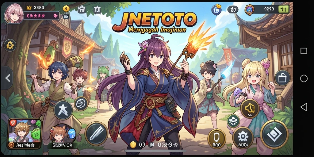 Tampilan gameplay JNETOTO dengan karakter anime yang menarik.